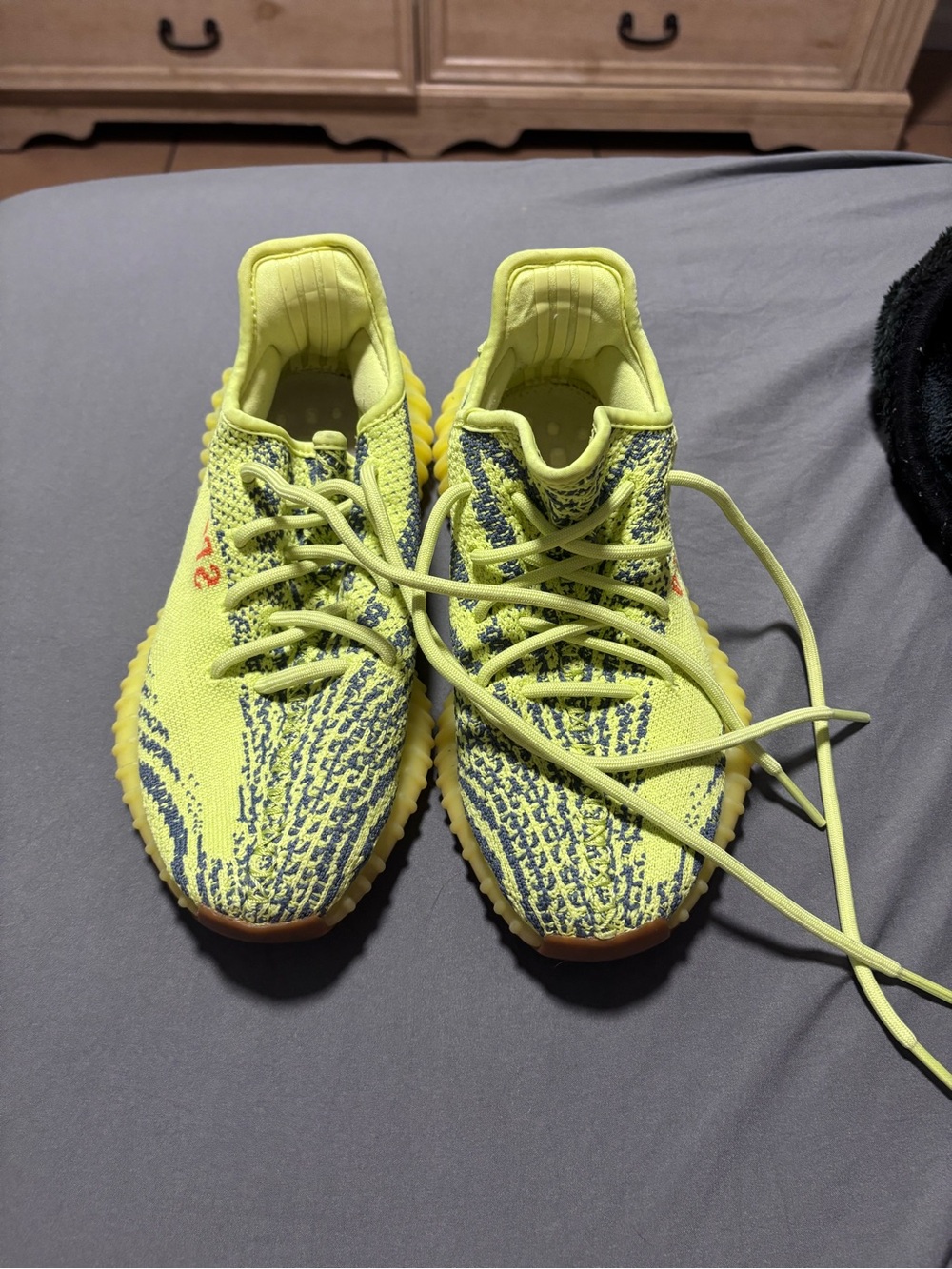 adidas Neon Yellow and Gray Yeezy-Style Sneakers